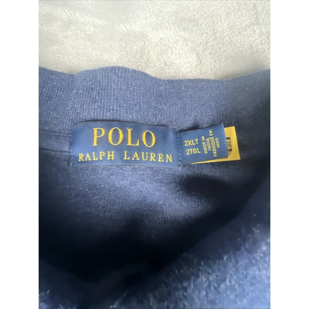 Polo Ralph Lauren Polo Shirt Mens 2XLT Navy Blue Short‎ Sleeve Cotton Pony Logo